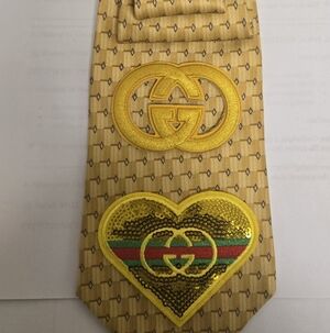 Handmade Yellow and Gold Embroidered Tie